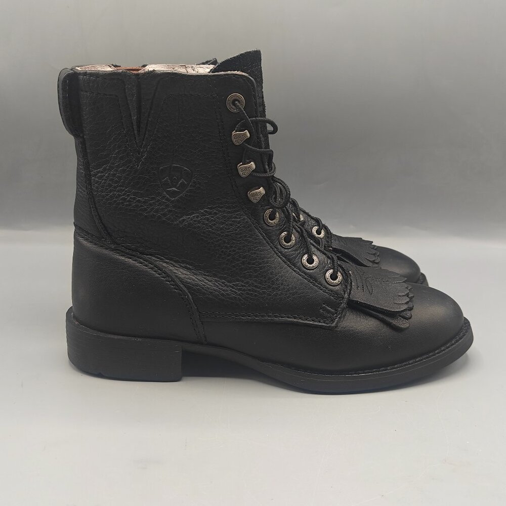 Ariat Boots Women's 6 B Heritage II Lacer Black Cowgirl Rodeo Fringe Western